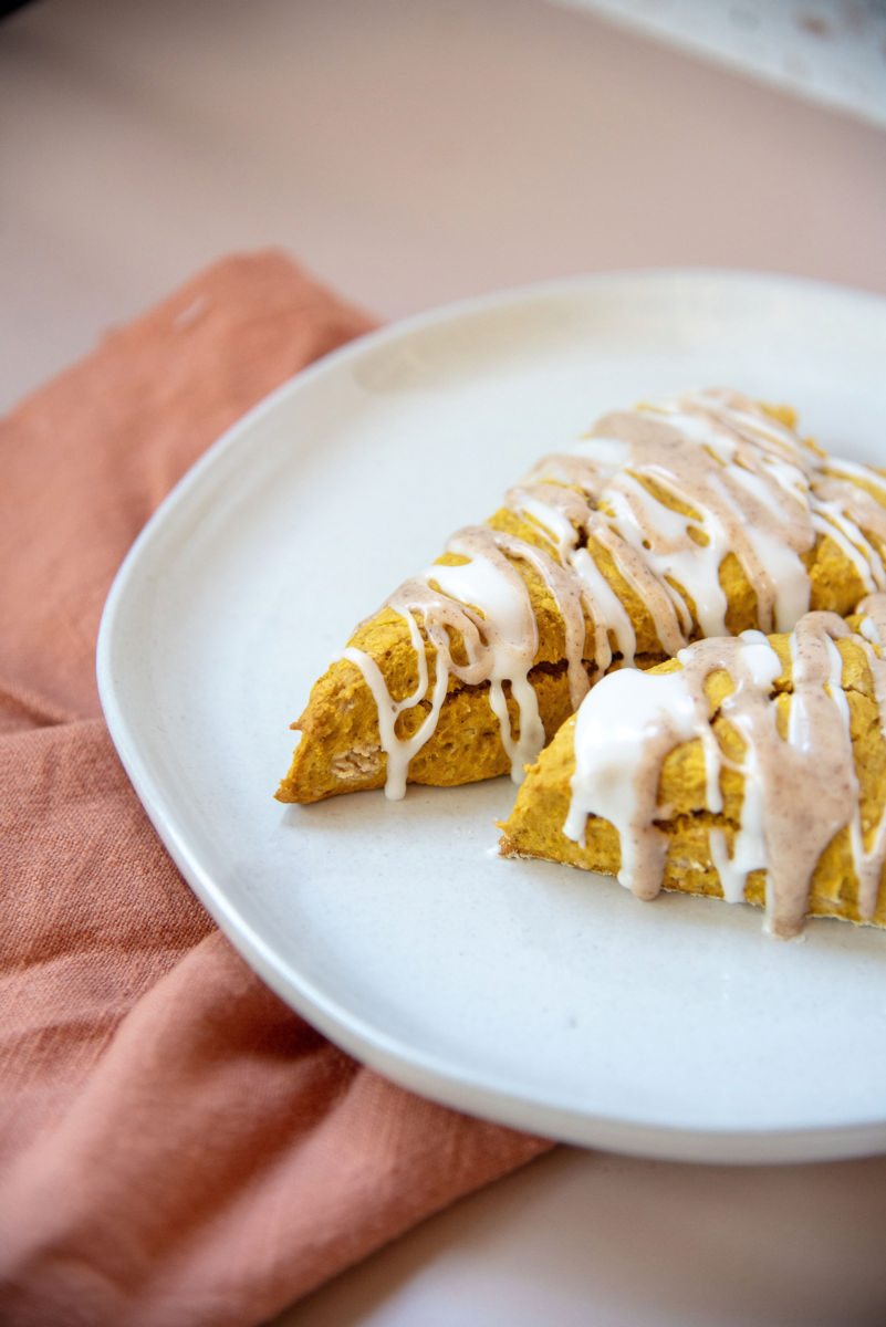 Pumpkin Scones with Spiced Glaze