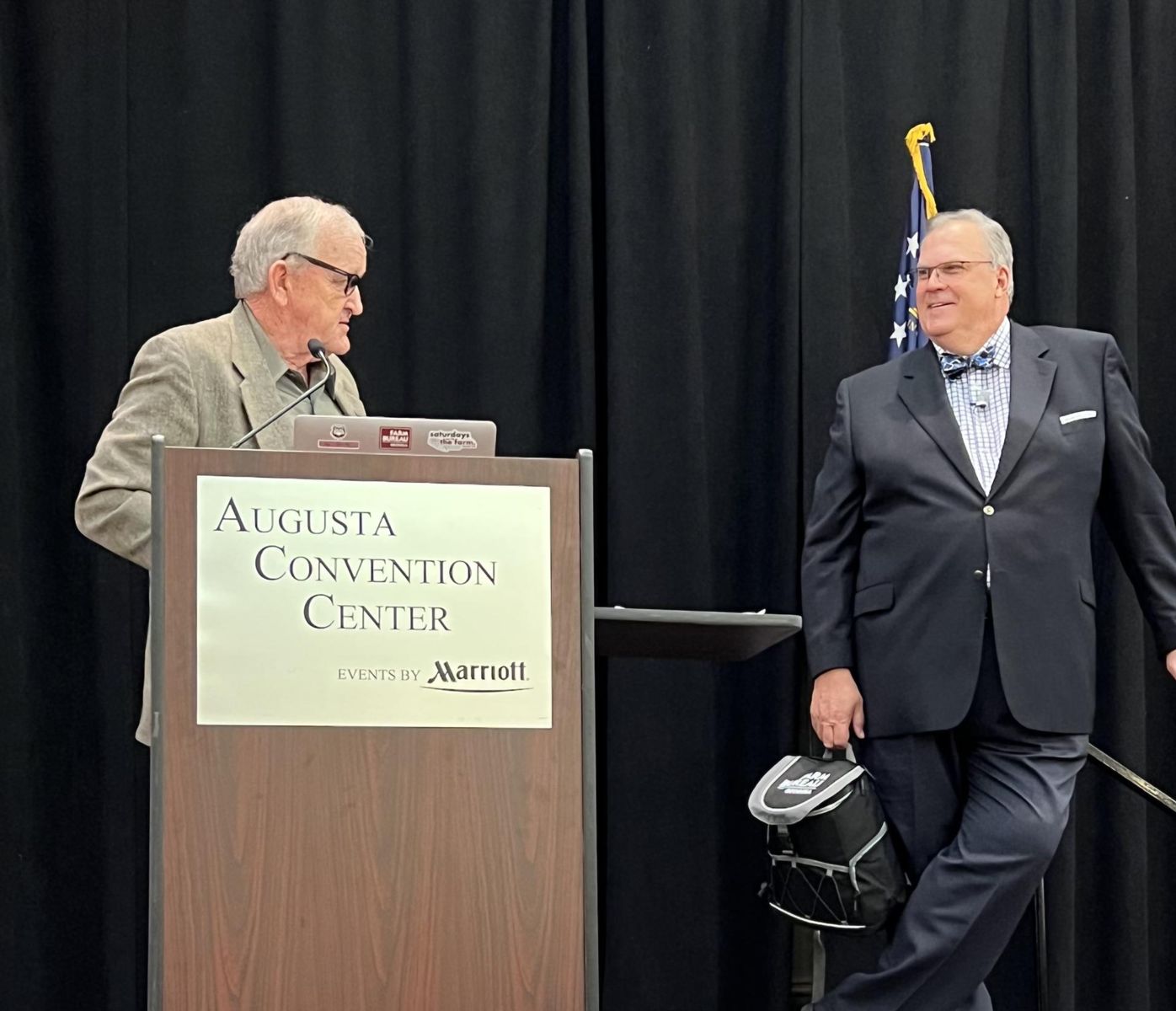 GFB President Tom McCall thanks Roger Rickard of Voices in Advocacy for his keynote address at the Presidents' Conference earlier this week